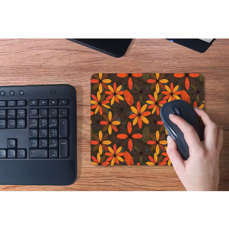 Muismat - Oranje - Retro - Bloemen - Herfst — 3