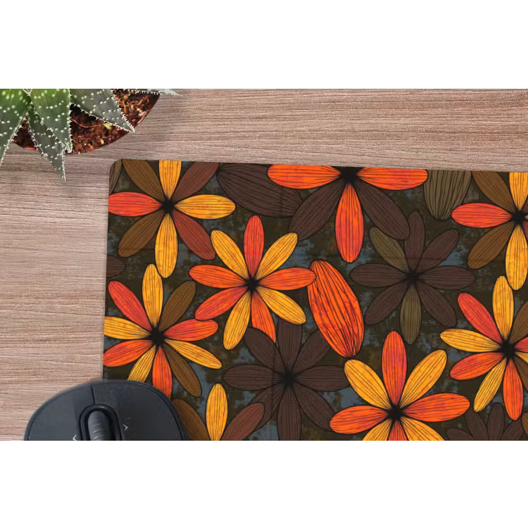 Muismat - Oranje - Retro - Bloemen - Herfst — 4