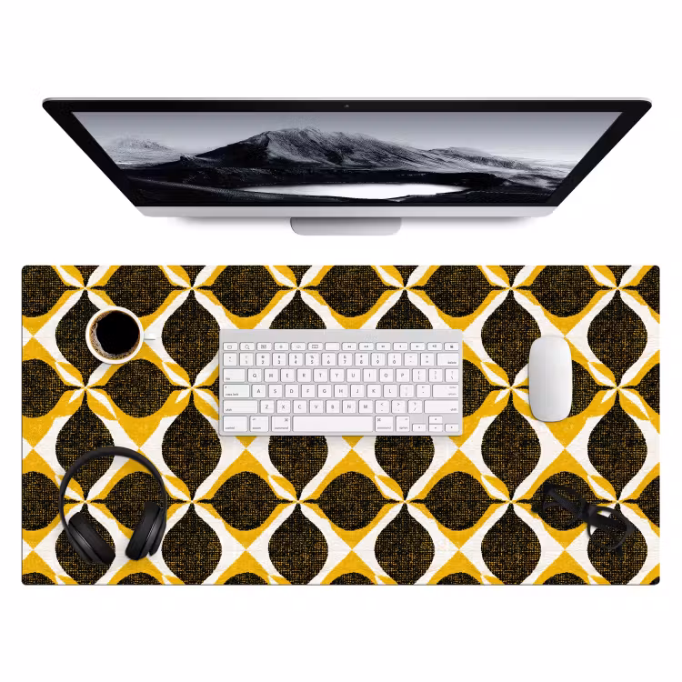 Bureau onderlegger - Geel - Zwart - Geometrisch - Retro - Textuur — 4