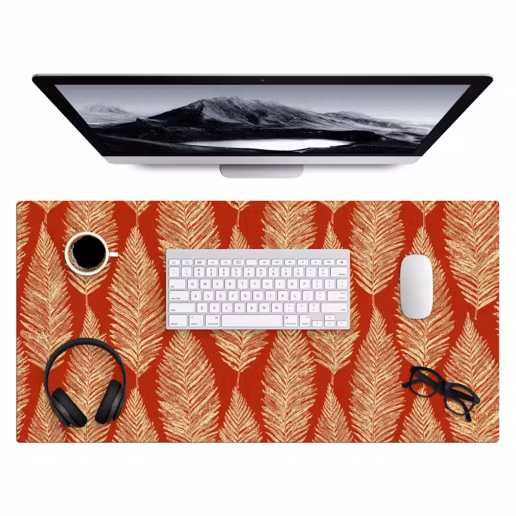 Bureau onderlegger - Rood - Botanisch - Varen - Patroon — 4