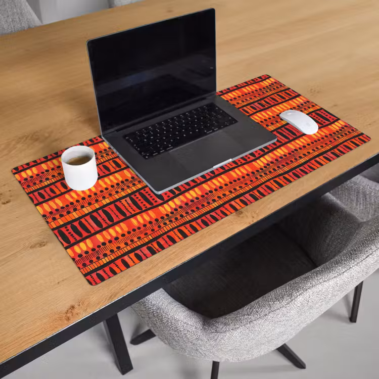 Bureau onderlegger - Rood - Oranje - Etnisch - Expressief - Patroon — 3