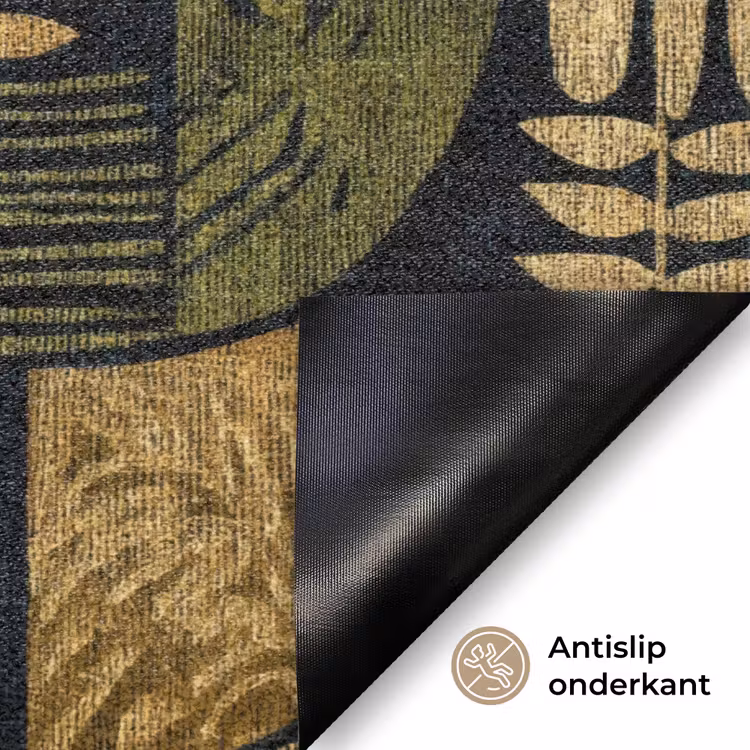 Deurmat - Zwart - Okergeel - Botanisch - Textuur — 6