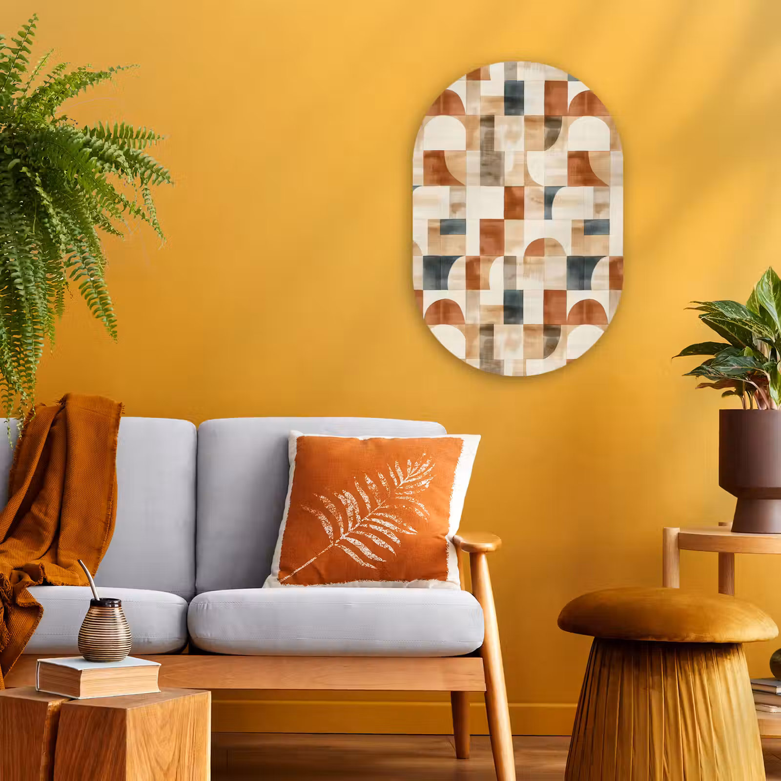 Muurovaal - Kunststof - Terracotta - Geometrisch - Aquarel - Textuur — 1