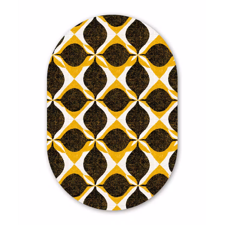 Muurovaal - Kunststof - Geel - Zwart - Geometrisch - Retro - Textuur — 2