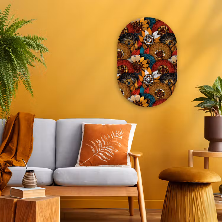 Muurovaal - Kunststof - Kleurrijk - Aboriginal - Dot Painting - Botanisch - Patroon — 1