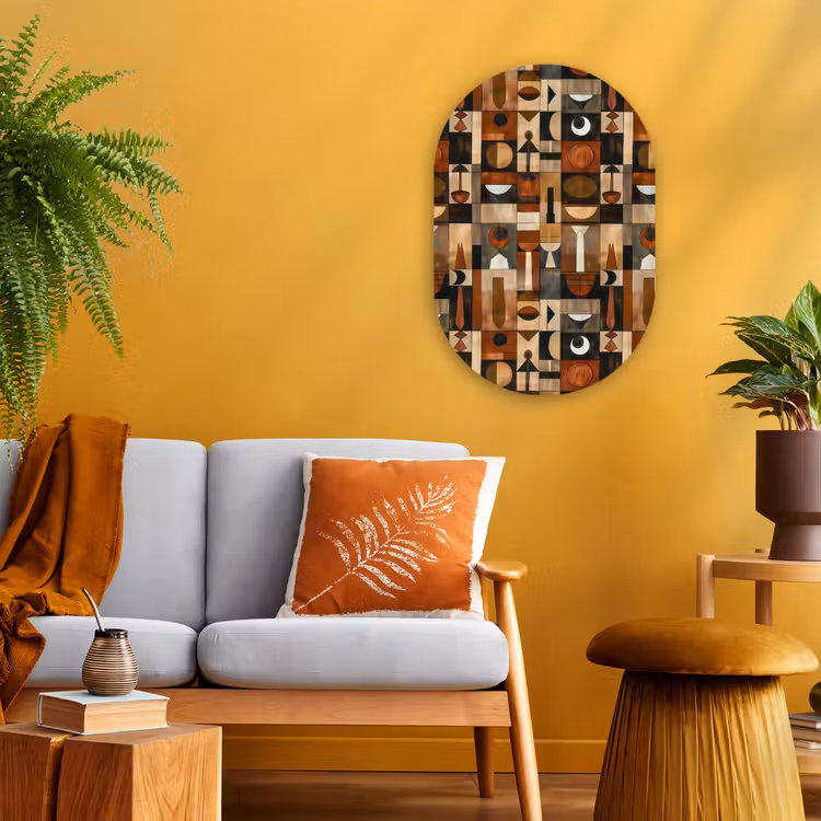 Muurovaal - Kunststof - Terracotta - Geometrisch - Mid-Century - Patroon — 1