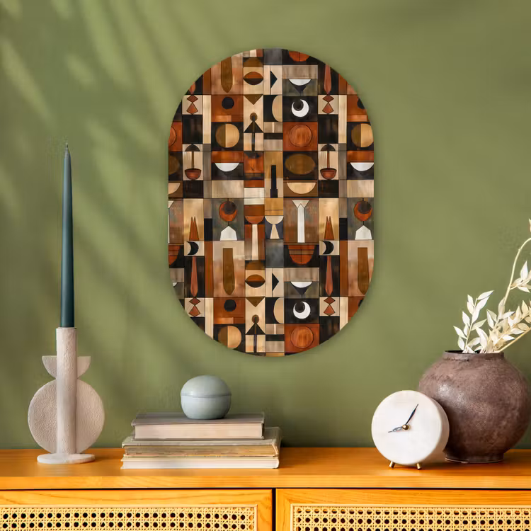 Muurovaal - Kunststof - Terracotta - Geometrisch - Mid-Century - Patroon — 2