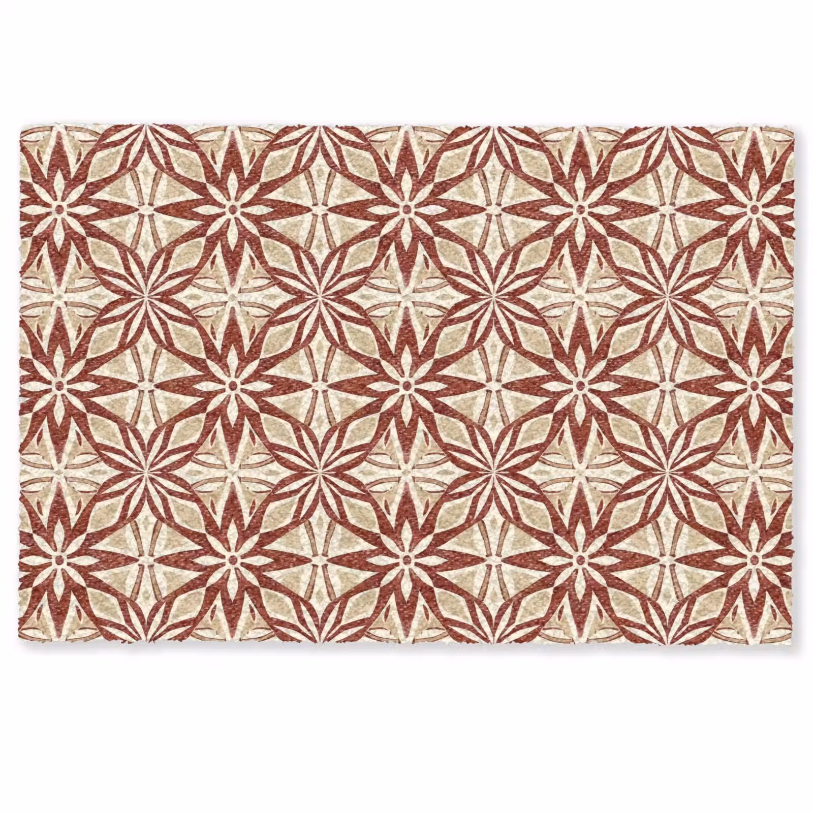 Deurmat - Bordeauxrood - Geometrisch - Tegel - Patroon — 1