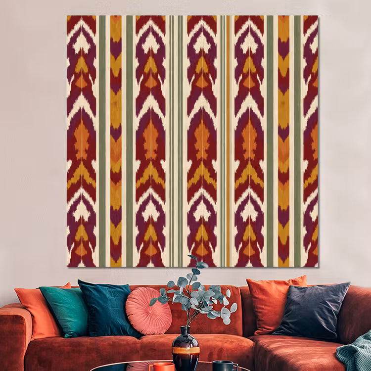 Forex - Ikat - Bordeauxrood - Etnisch - Patroon — 3