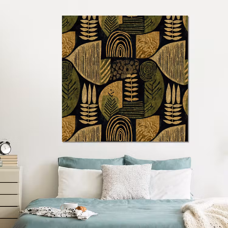 Forex - Zwart - Okergeel - Botanisch - Textuur — 2