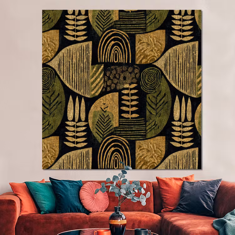 Forex - Zwart - Okergeel - Botanisch - Textuur — 3