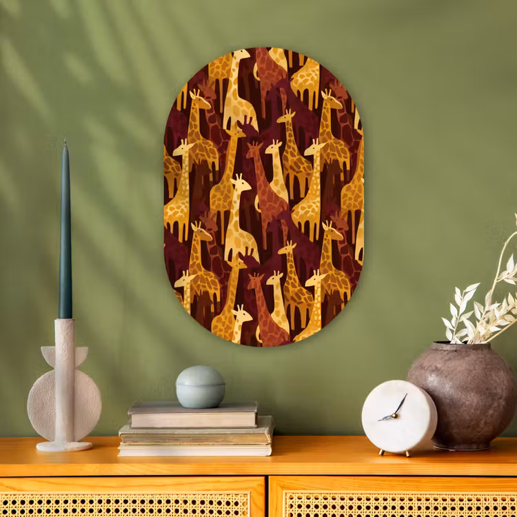 Muurovaal - Kunststof - Bruin - Giraffen - Safari - Patroon — 2