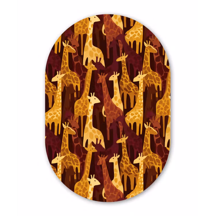 Muurovaal - Kunststof - Bruin - Giraffen - Safari - Patroon — 3