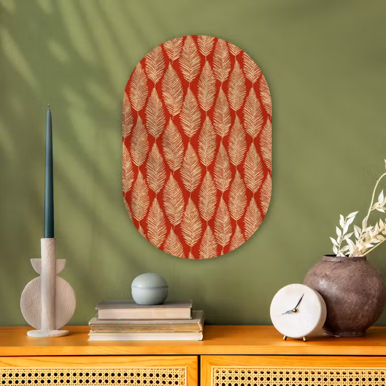 Muurovaal - Kunststof - Rood - Botanisch - Varen - Patroon — 2