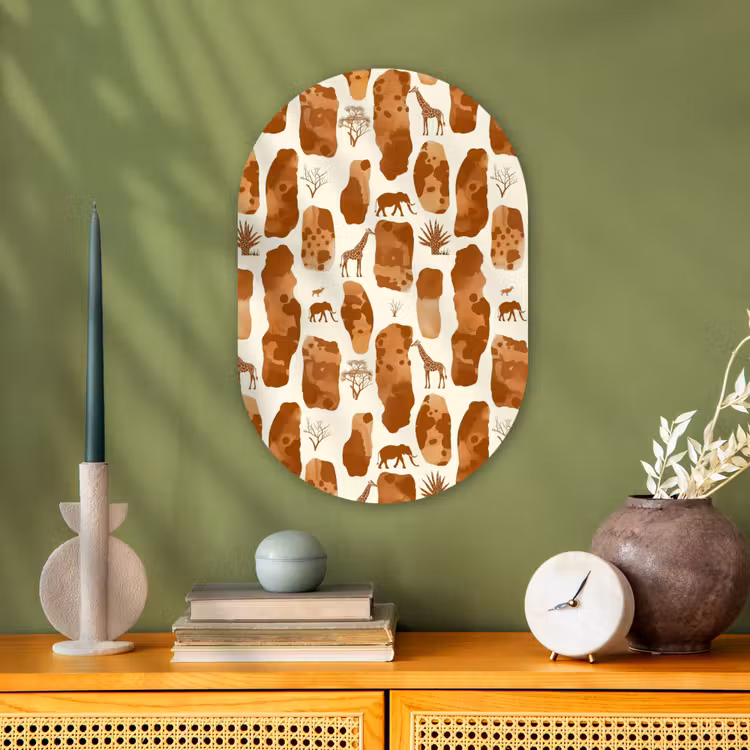 Muurovaal - Kunststof - Terracotta - Safari - Dieren - Patroon — 1