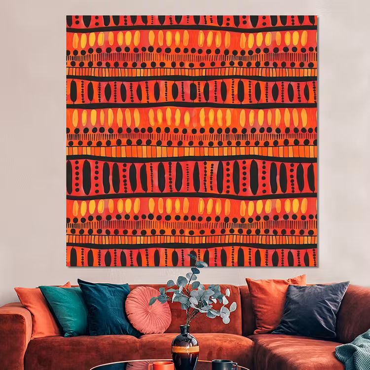 Forex - Rood - Oranje - Etnisch - Expressief - Patroon — 3