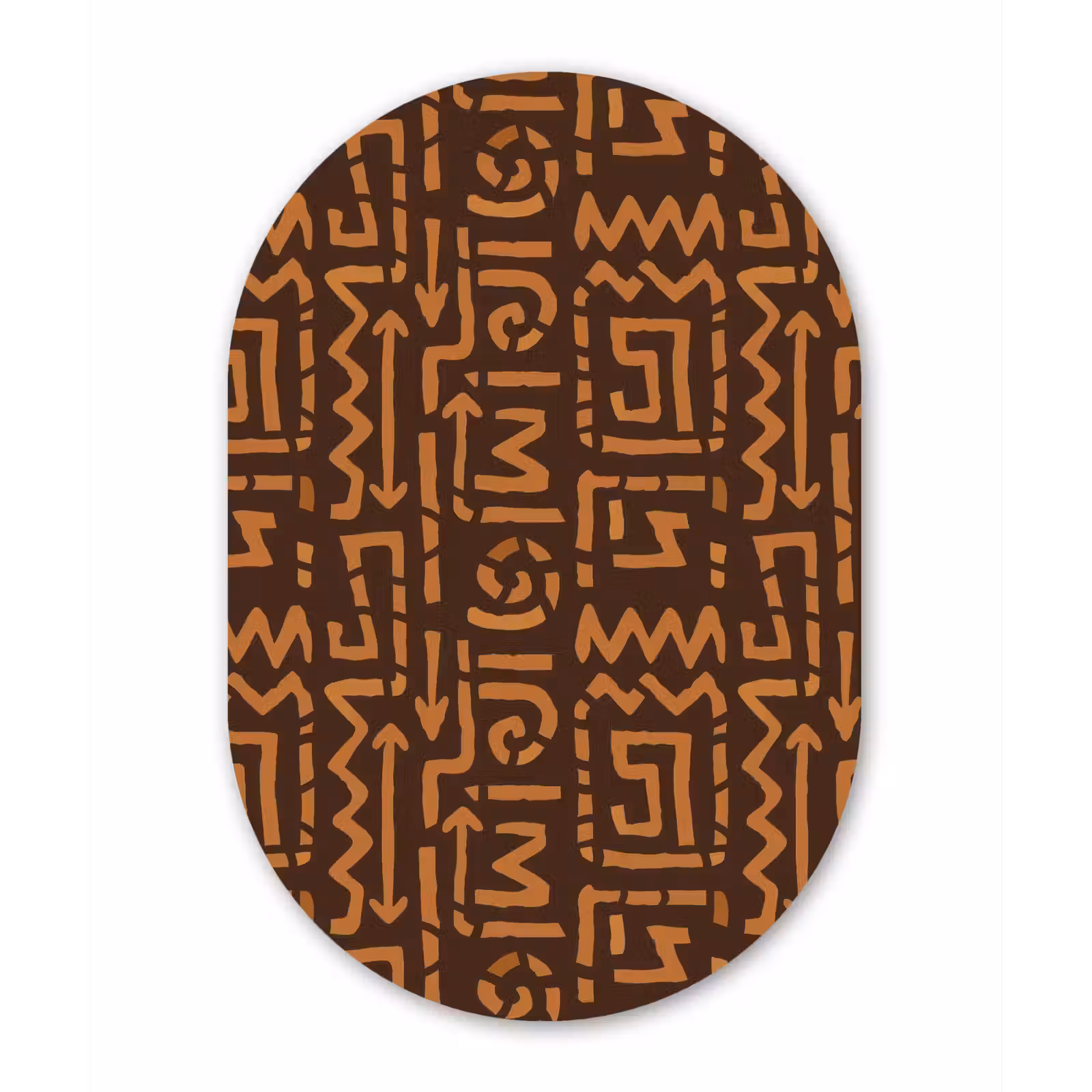 Muurovaal - Glas - Chocoladebruin - Etnisch - Tribaal - Symbolen — 1