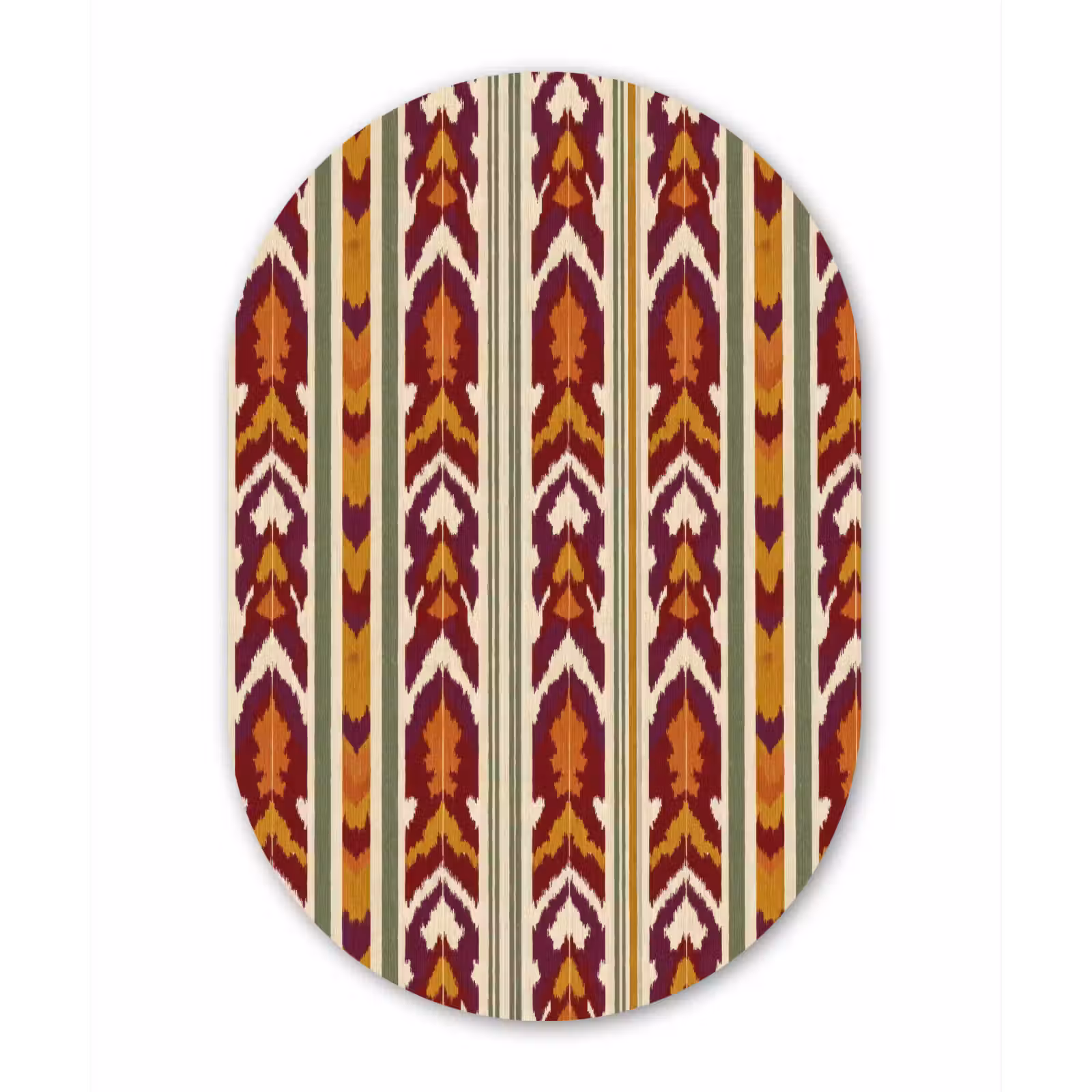 Muurovaal - Glas - Ikat - Bordeauxrood - Etnisch - Patroon — 1