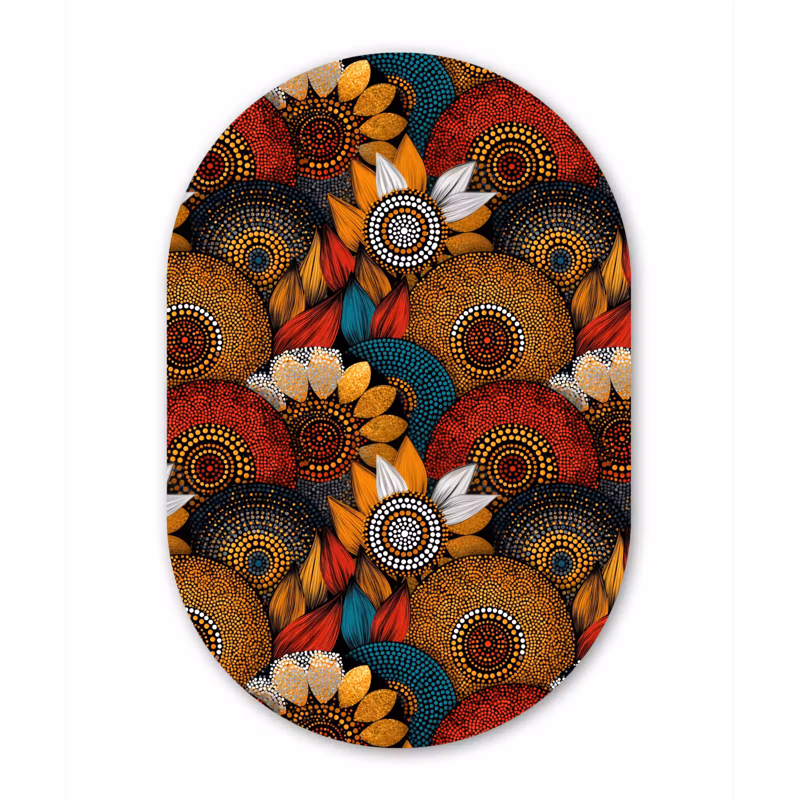 Muurovaal - Glas - Kleurrijk - Aboriginal - Dot Painting - Botanisch - Patroon — 1