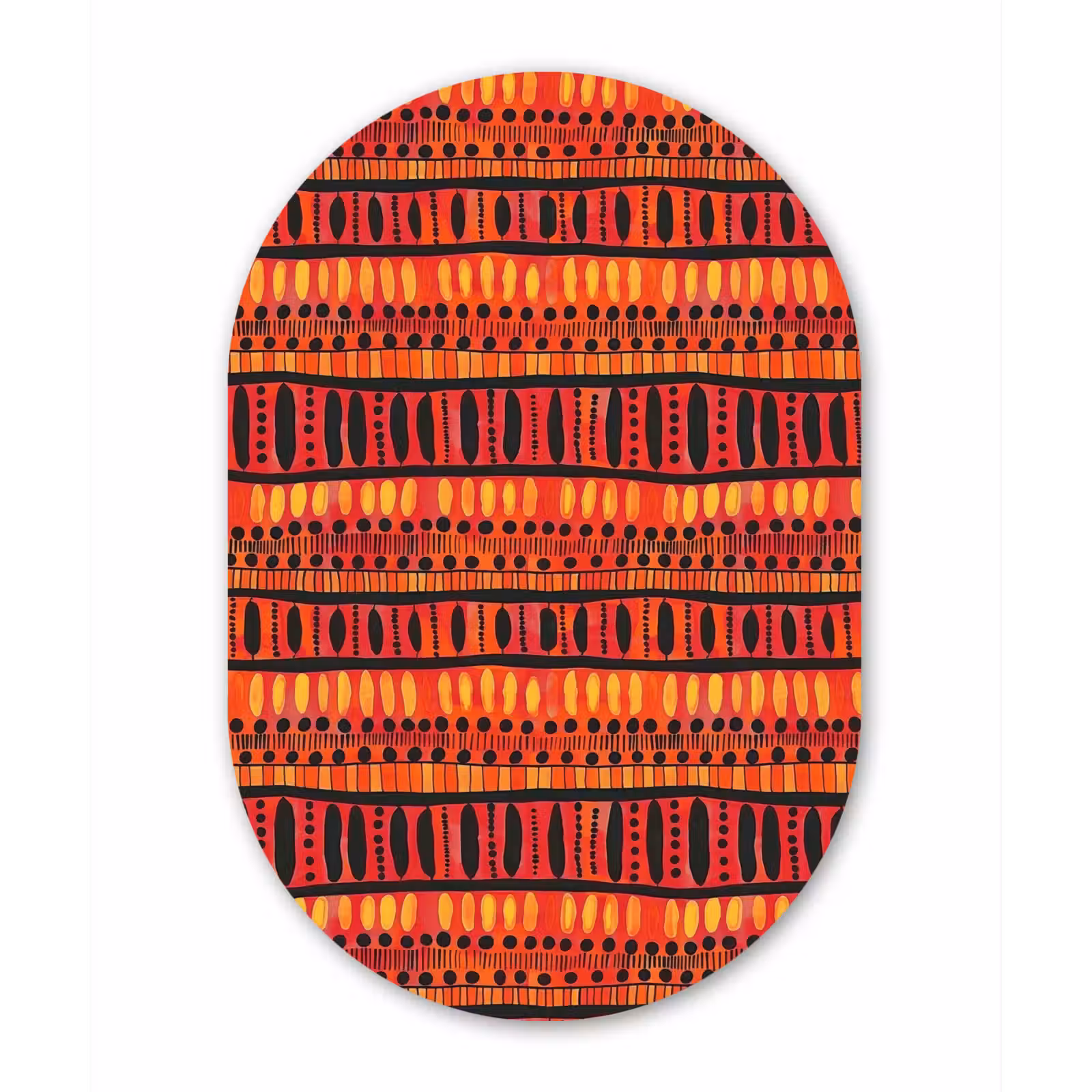 Muurovaal - Glas - Rood - Oranje - Etnisch - Expressief - Patroon — 1