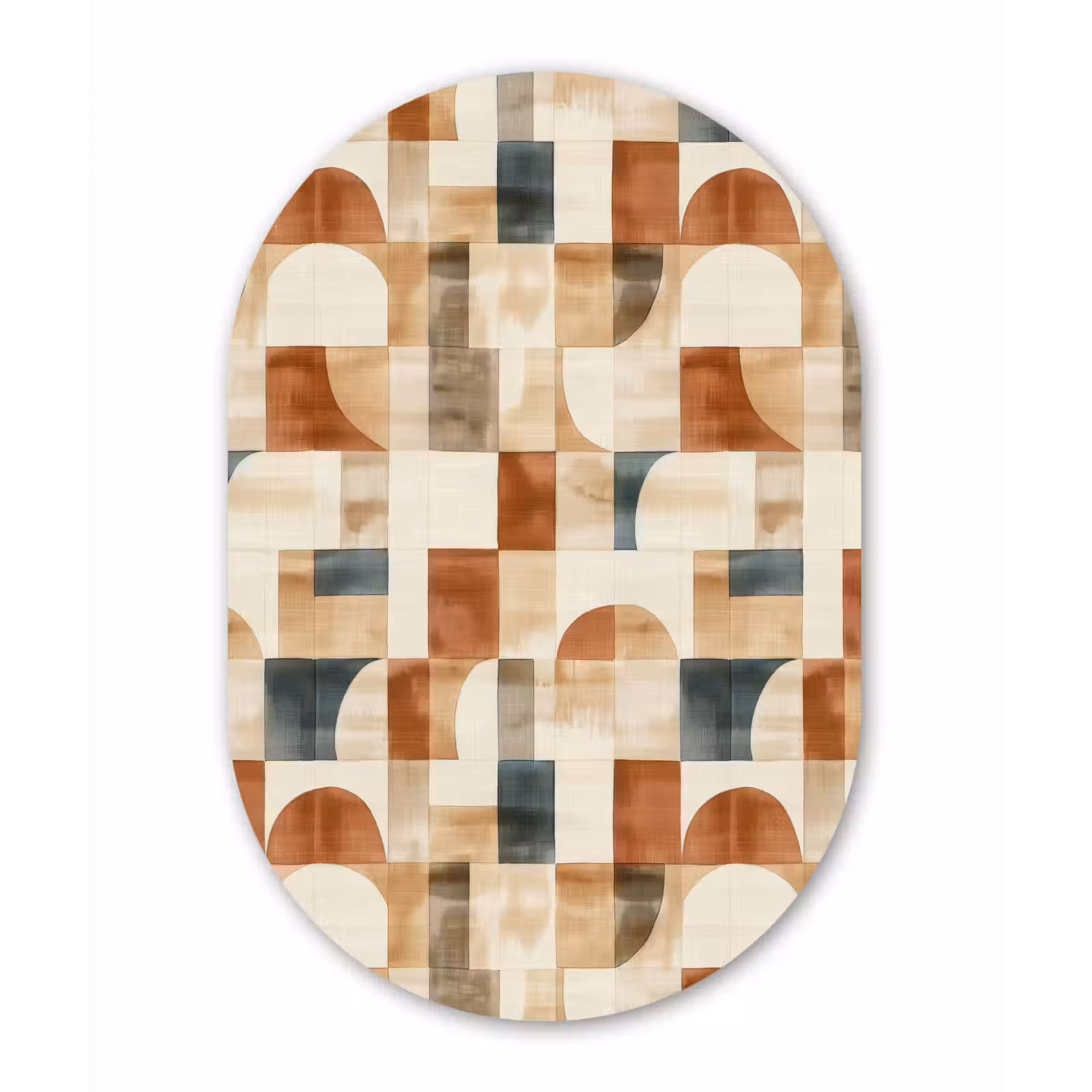 Muurovaal - Glas - Terracotta - Geometrisch - Aquarel - Textuur — 1