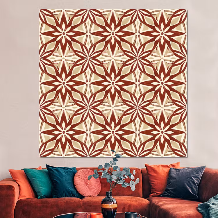 Forex - Bordeauxrood - Geometrisch - Tegel - Patroon — 3
