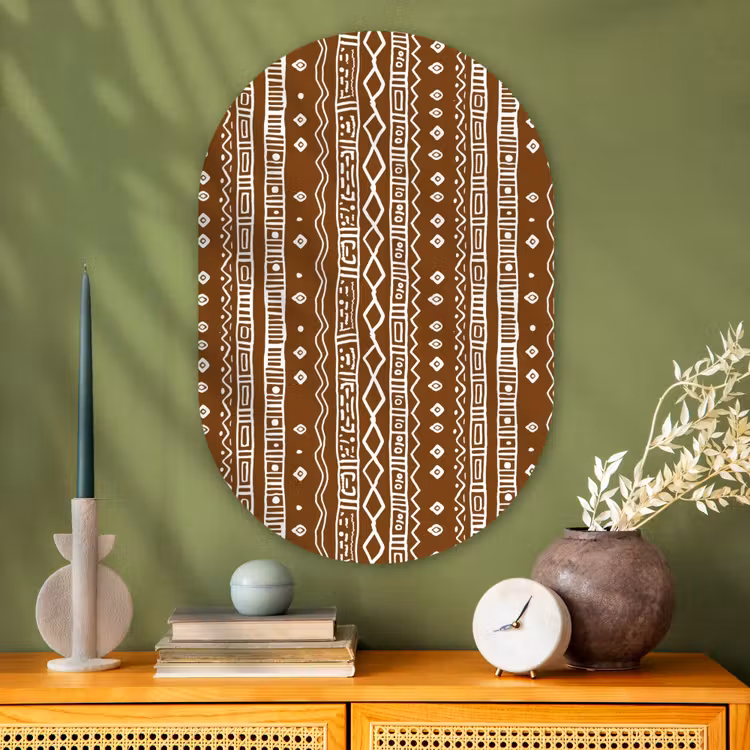 Muurovaal - Glas - Chocoladebruin - Etnisch - Tribaal - Patroon — 2