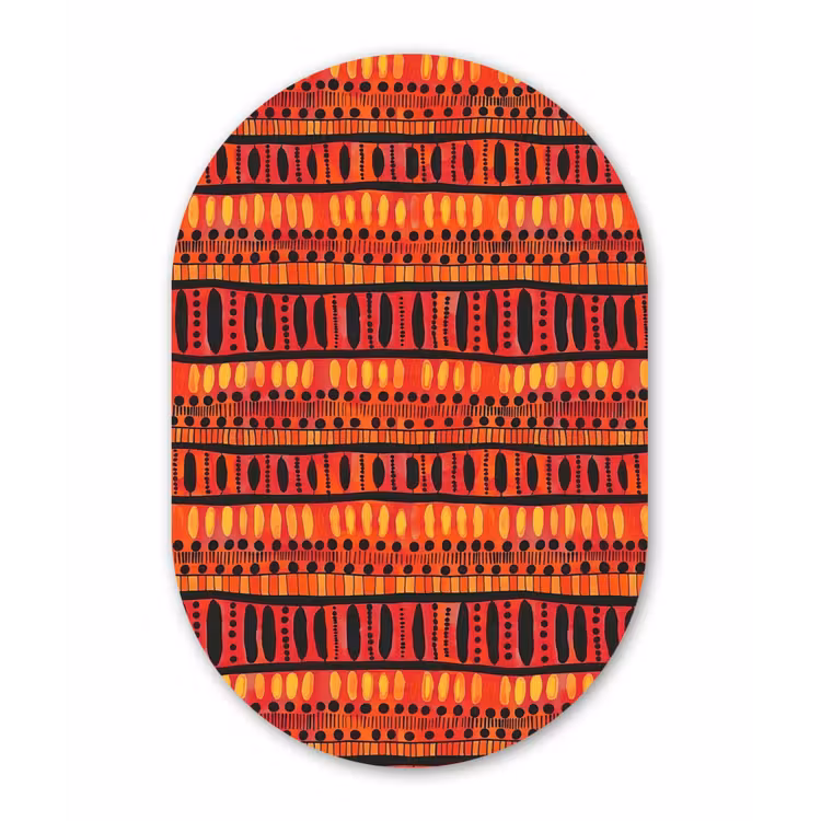 Muurovaal - Glas - Rood - Oranje - Etnisch - Expressief - Patroon — 1