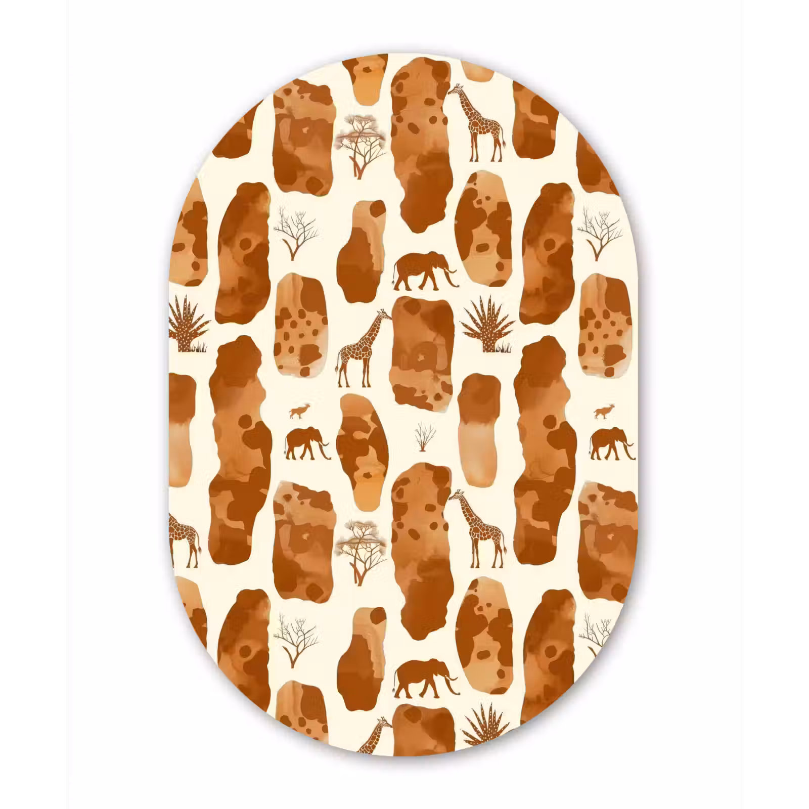 Muurovaal - Glas - Terracotta - Safari - Dieren - Patroon — 1