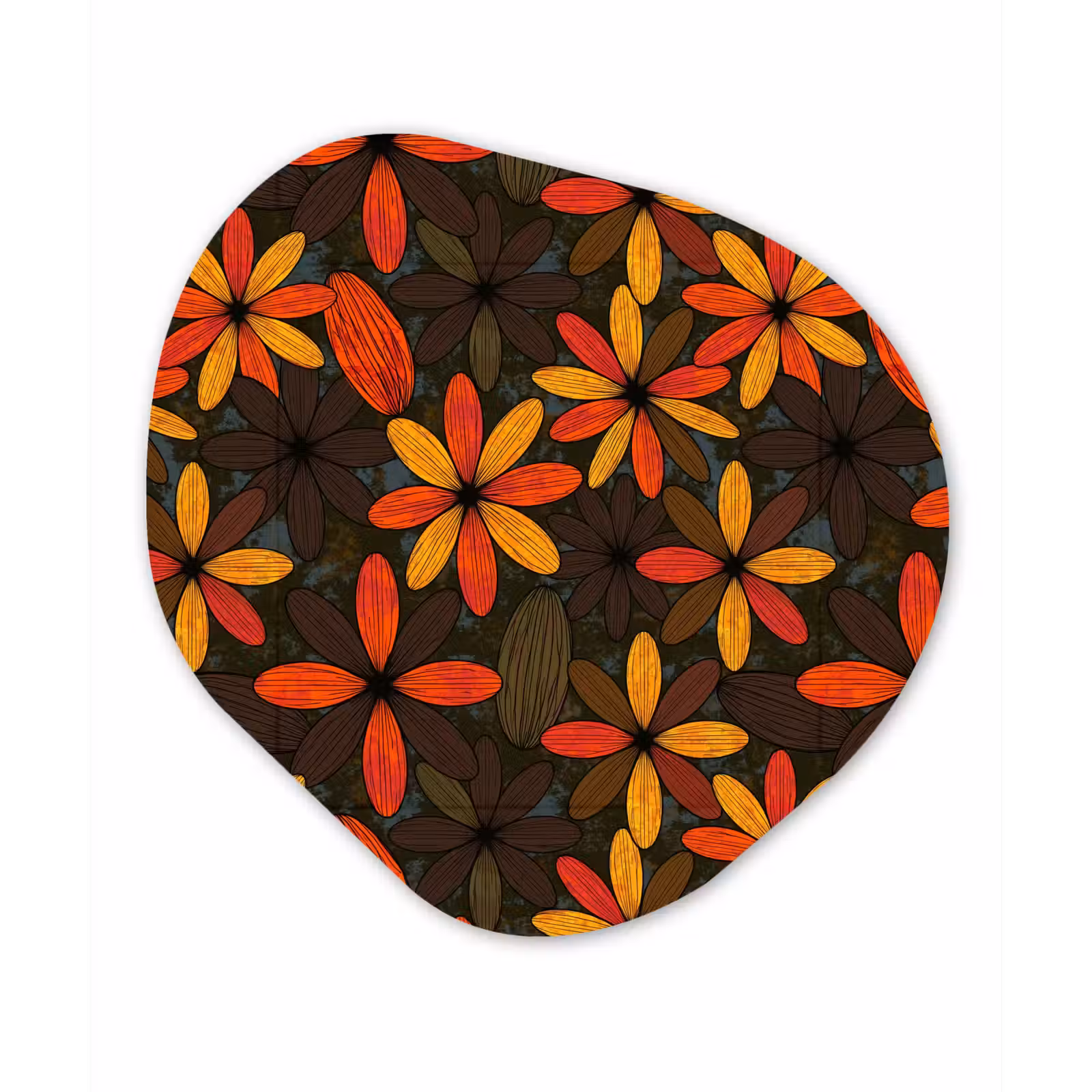 Organisch schilderij - Glas - Oranje - Retro - Bloemen - Herfst — 1