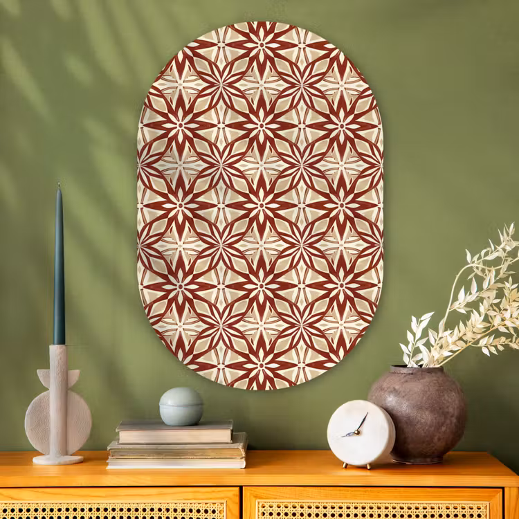 Muurovaal - Glas - Bordeauxrood - Geometrisch - Tegel - Patroon — 2
