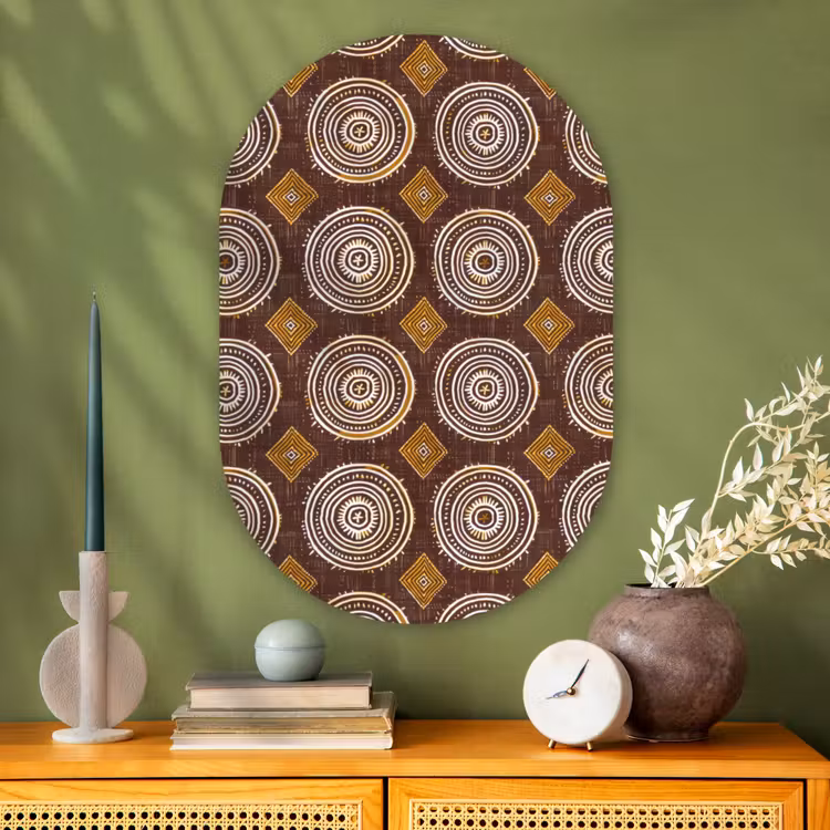Muurovaal - Glas - Chocoladebruin - Etnisch - Tribaal - Cirkels - Patroon — 2