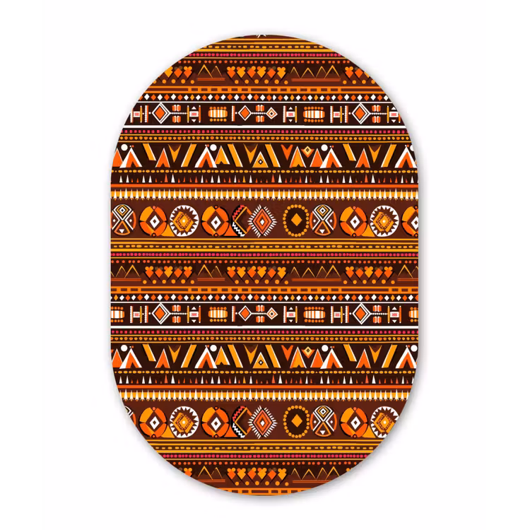 Muurovaal - Glas - Oranje - Etnisch - Tribaal - Geometrisch - Patroon — 1