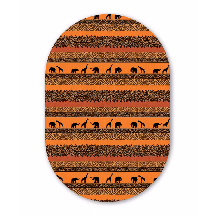 Muurovaal - Glas - Oranje - Safari - Afrikaans - Dieren - Patroon — 1