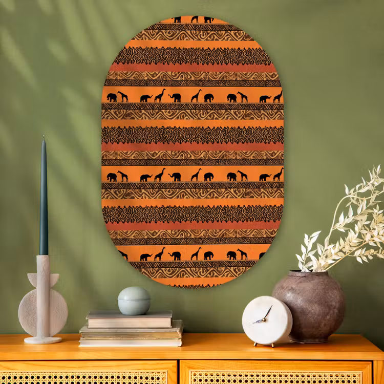 Muurovaal - Glas - Oranje - Safari - Afrikaans - Dieren - Patroon — 2