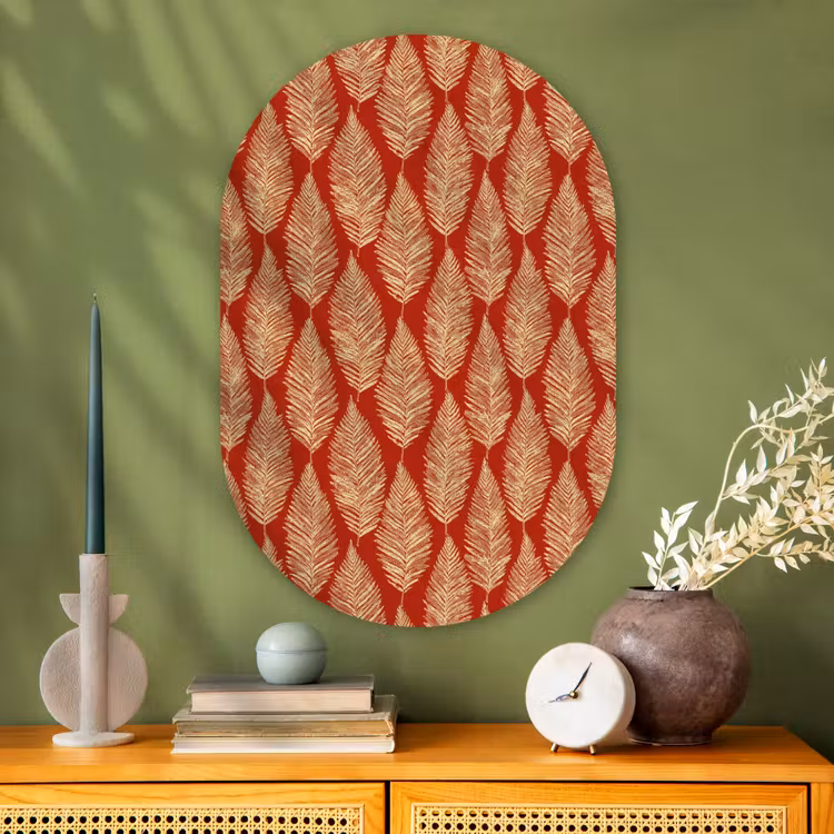 Muurovaal - Glas - Rood - Botanisch - Varen - Patroon — 2