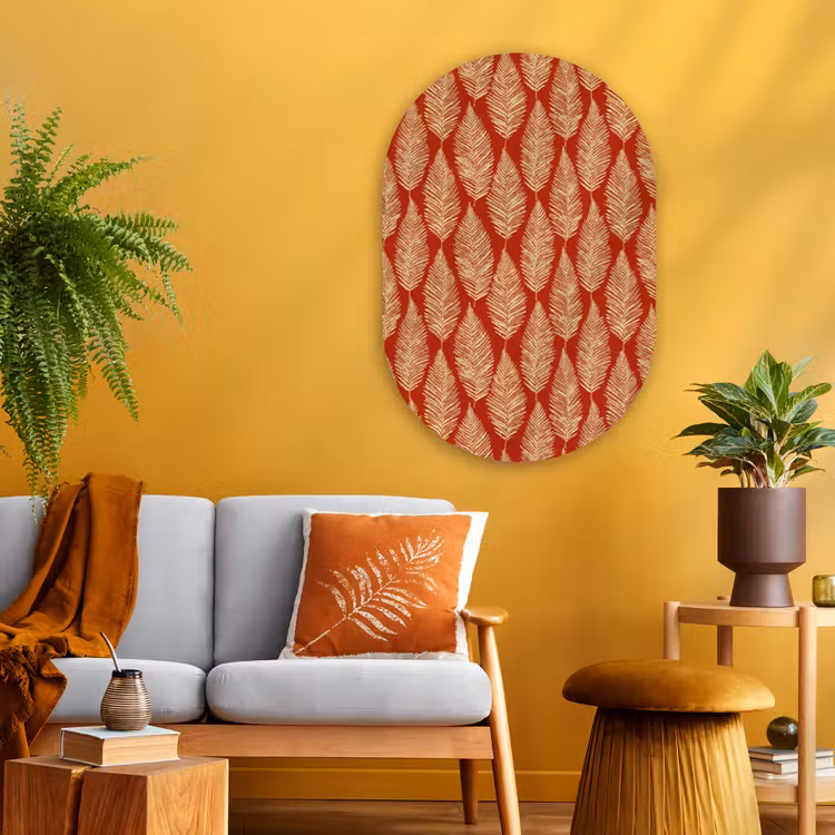 Muurovaal - Glas - Rood - Botanisch - Varen - Patroon — 3
