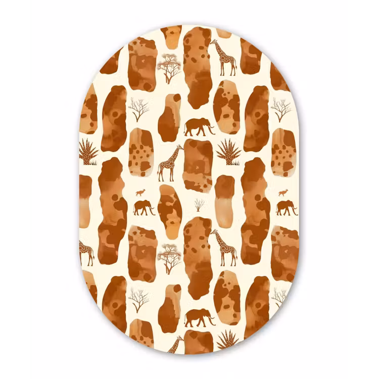Muurovaal - Glas - Terracotta - Safari - Dieren - Patroon — 1