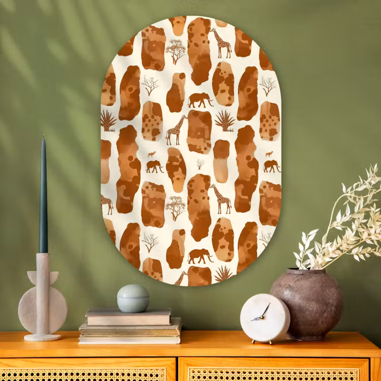Muurovaal - Glas - Terracotta - Safari - Dieren - Patroon — 2
