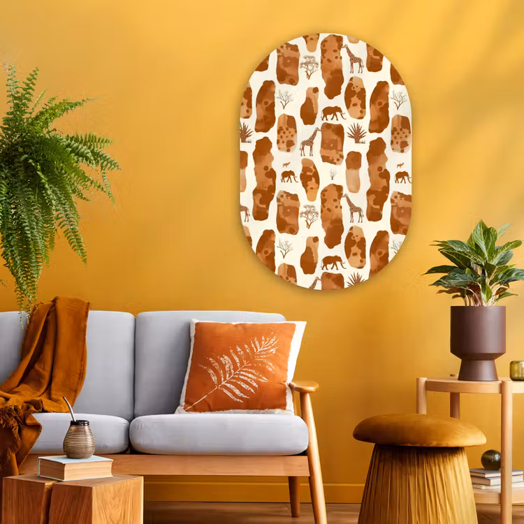 Muurovaal - Glas - Terracotta - Safari - Dieren - Patroon — 3