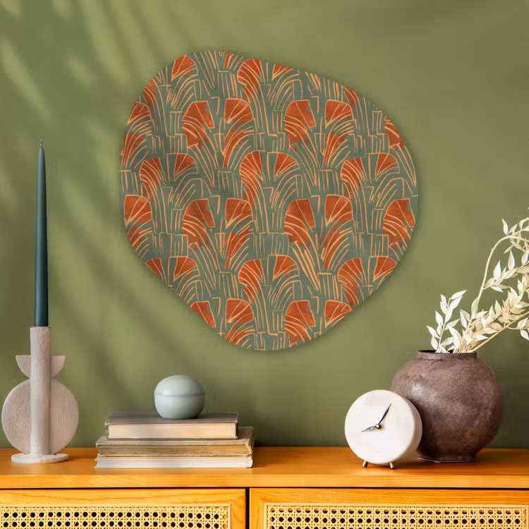 Organisch schilderij - Glas - Groen - Terracotta - Deco - Waaiers — 2