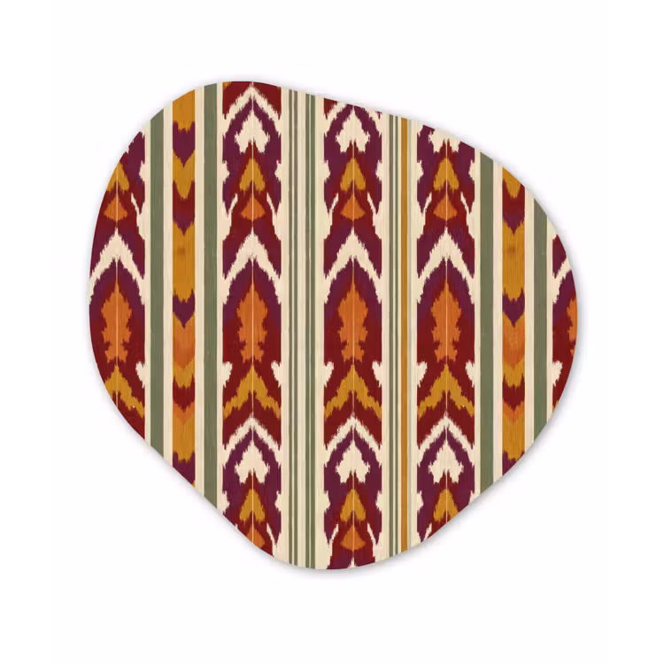 Organisch schilderij - Glas - Ikat - Bordeauxrood - Etnisch - Patroon — 1