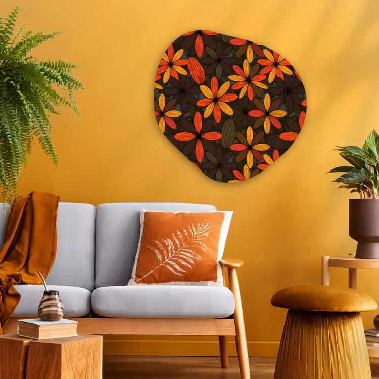 Organisch schilderij - Glas - Oranje - Retro - Bloemen - Herfst — 3