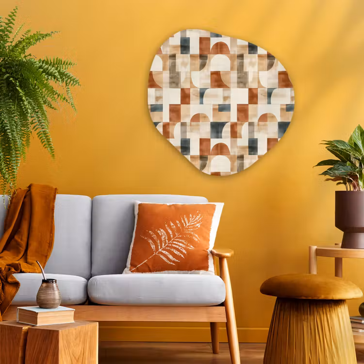 Organisch schilderij - Glas - Terracotta - Geometrisch - Aquarel - Textuur — 3
