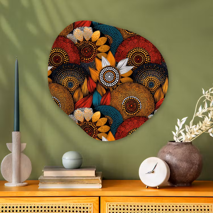 Organisch schilderij - Glas - Kleurrijk - Aboriginal - Dot Painting - Botanisch - Patroon — 2