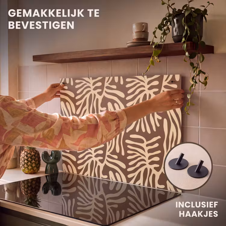 Inductie beschermer en spatscherm (2in1) - Bruin - Koraal - Expressief - Patroon — 7