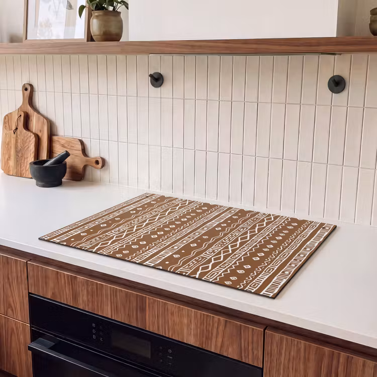 Inductie beschermer en spatscherm (2in1) - Chocoladebruin - Etnisch - Tribaal - Patroon — 3