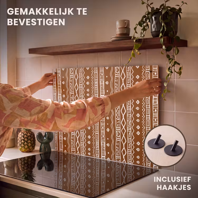 Inductie beschermer en spatscherm (2in1) - Chocoladebruin - Etnisch - Tribaal - Patroon — 7