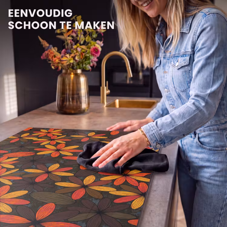 Inductie beschermer en spatscherm (2in1) - Oranje - Retro - Bloemen - Herfst — 5