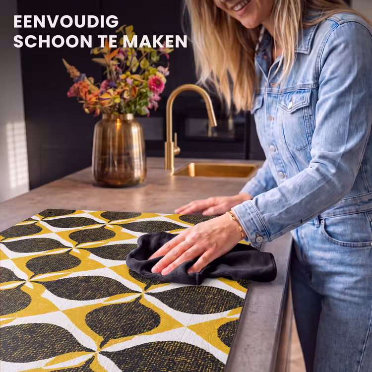 Inductie beschermer en spatscherm (2in1) - Geel - Zwart - Geometrisch - Retro - Textuur — 5